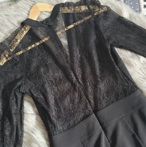 Bebe lace see through back/sleeves jumpsuit